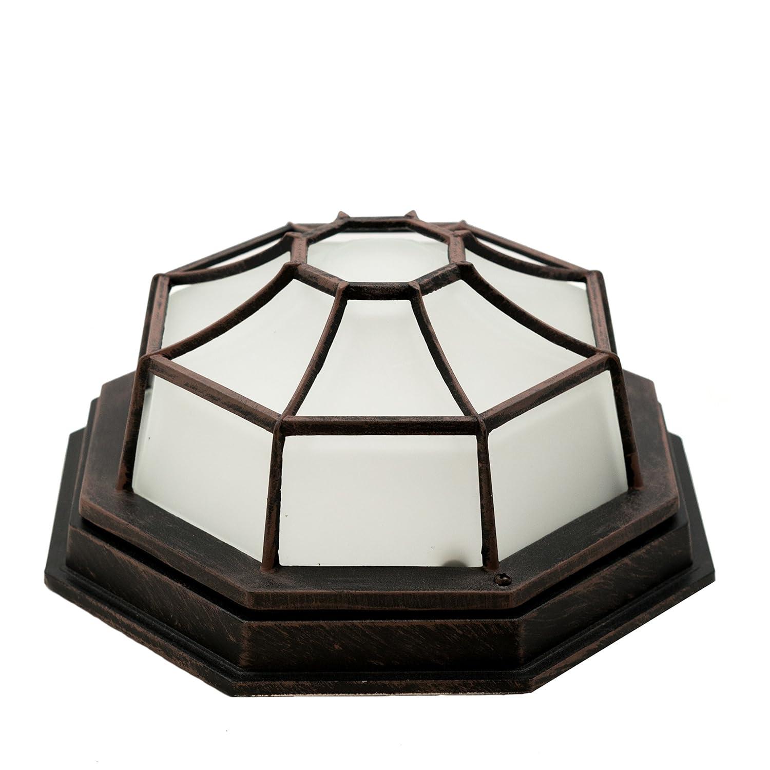 Trans Globe Lighting 40582 Wagon Wheel 1 Light Outdoor Flush Mount Ceiling Fixture - Rust