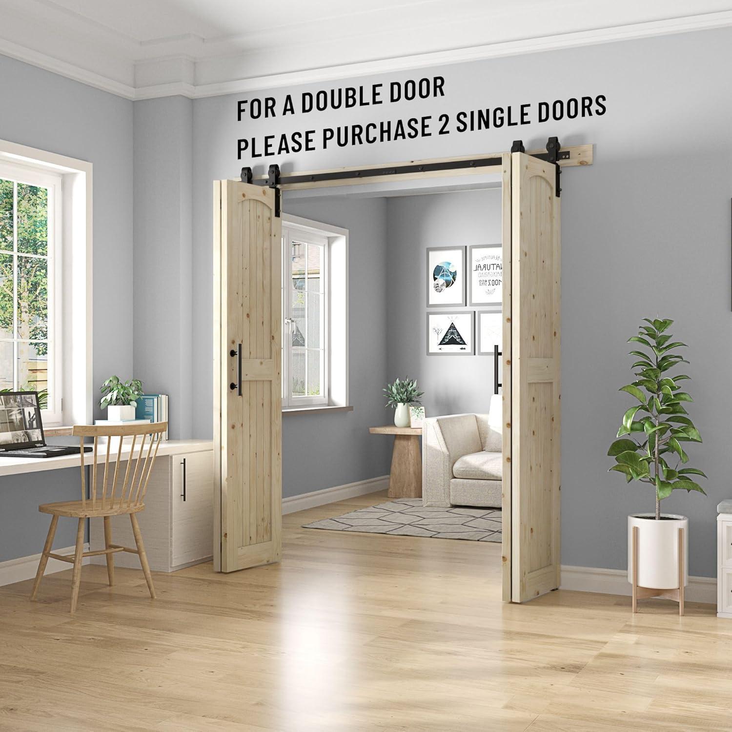 84'' Assembled Solid Wood Bi-Fold Barn Doors with Installation Hardware Kit