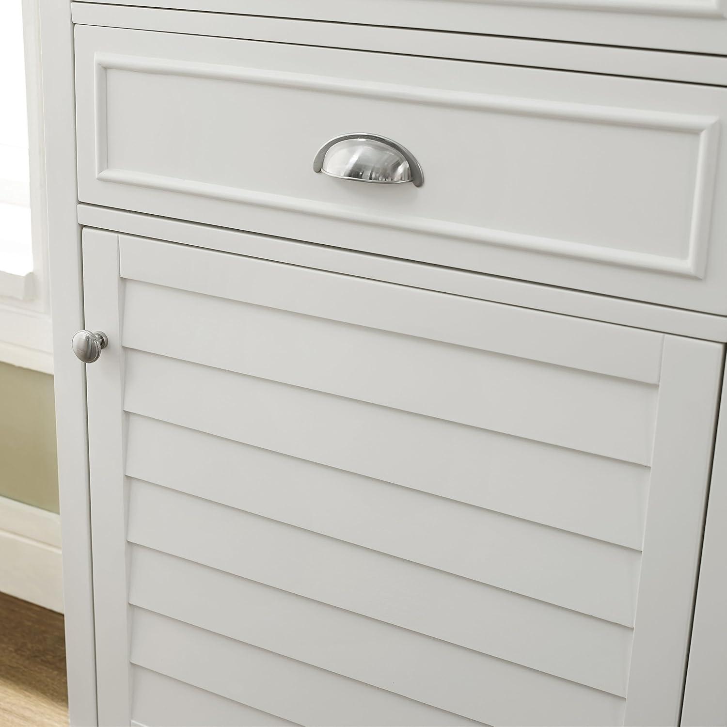 White Tall Bathroom Cabinet with Adjustable Shelving