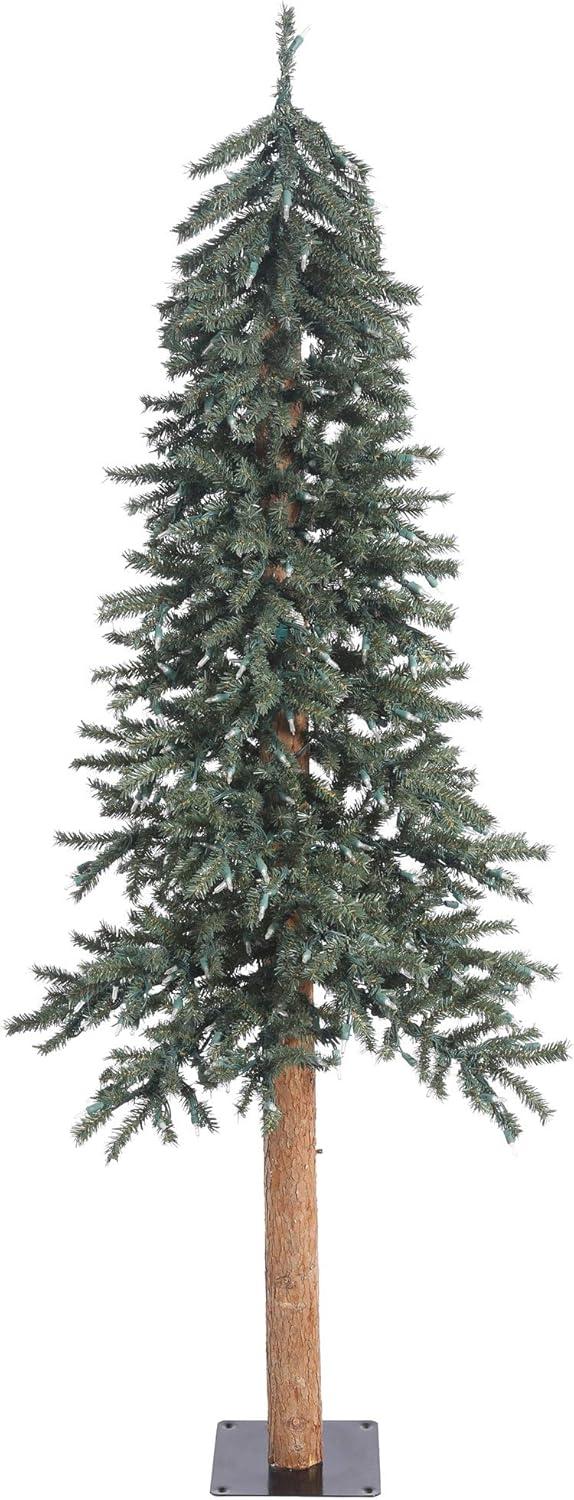 6' Green Pine Alpine Artificial Christmas Tree with Real Wood Trunk