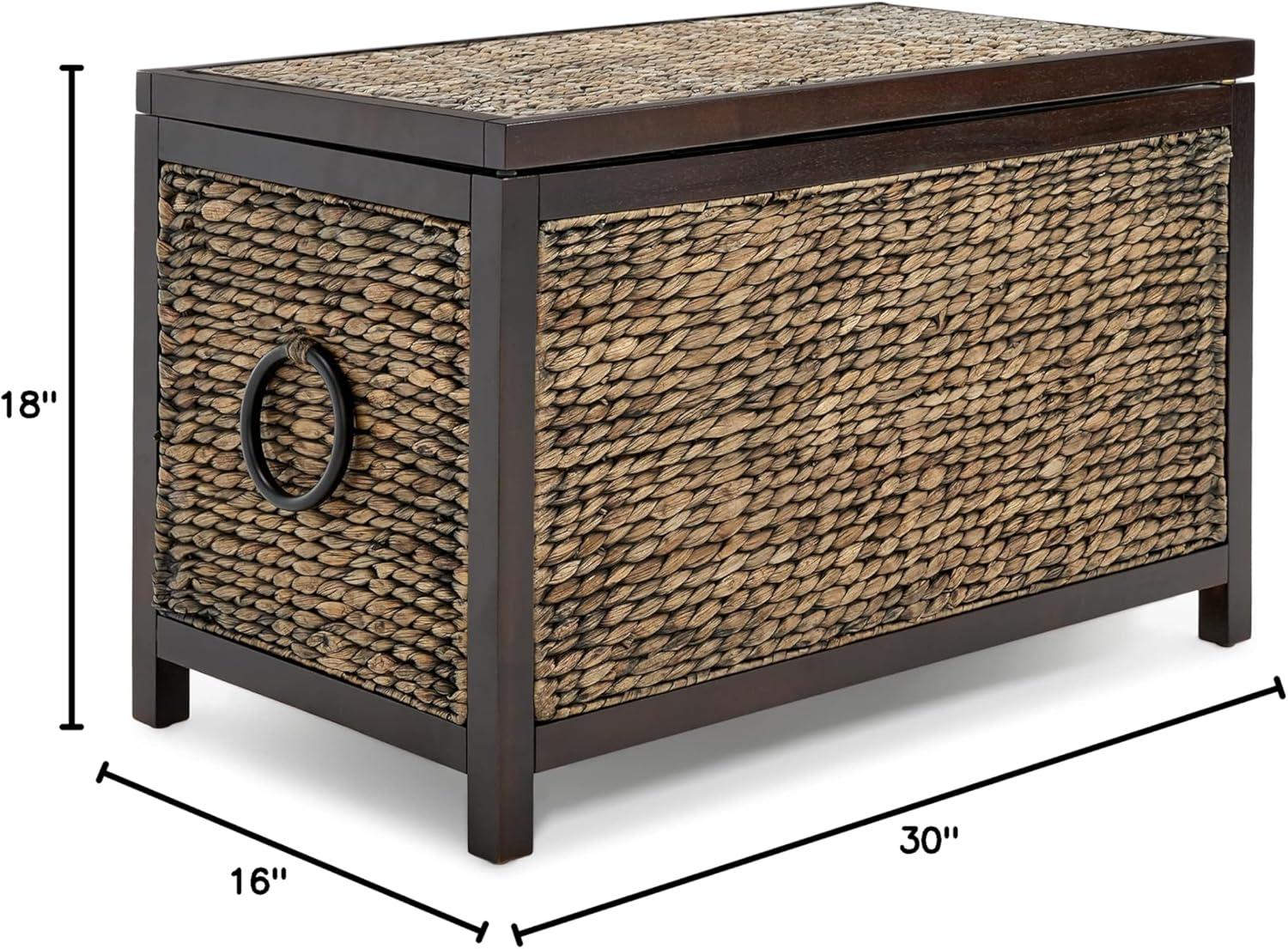 ClickDecor Wilson Storage Trunk Rustic Wicker Black: Farmhouse Style, No Assembly, Anti-Tip Hardware, 18x30x16"