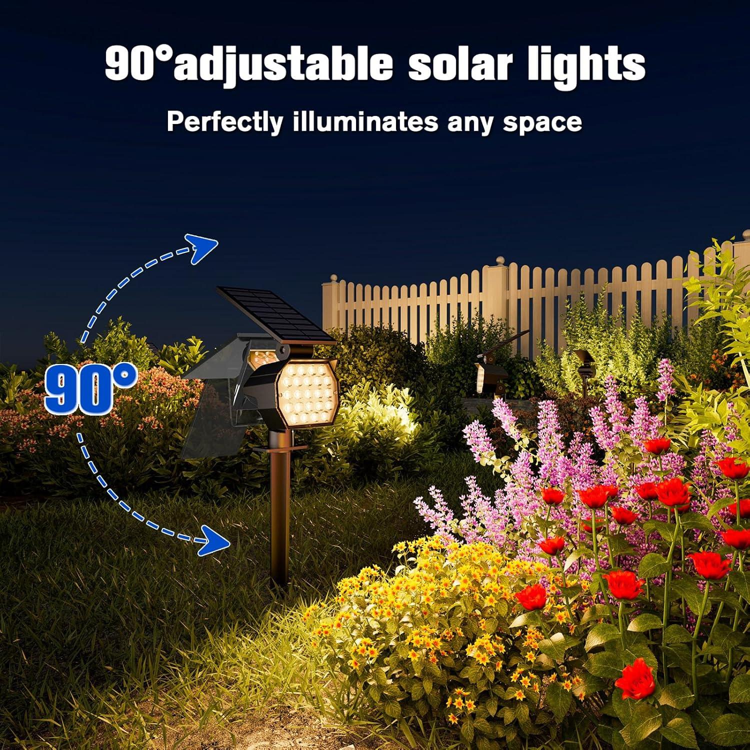 Black Solar Powered Outdoor Spot Lights with Adjustable Panels