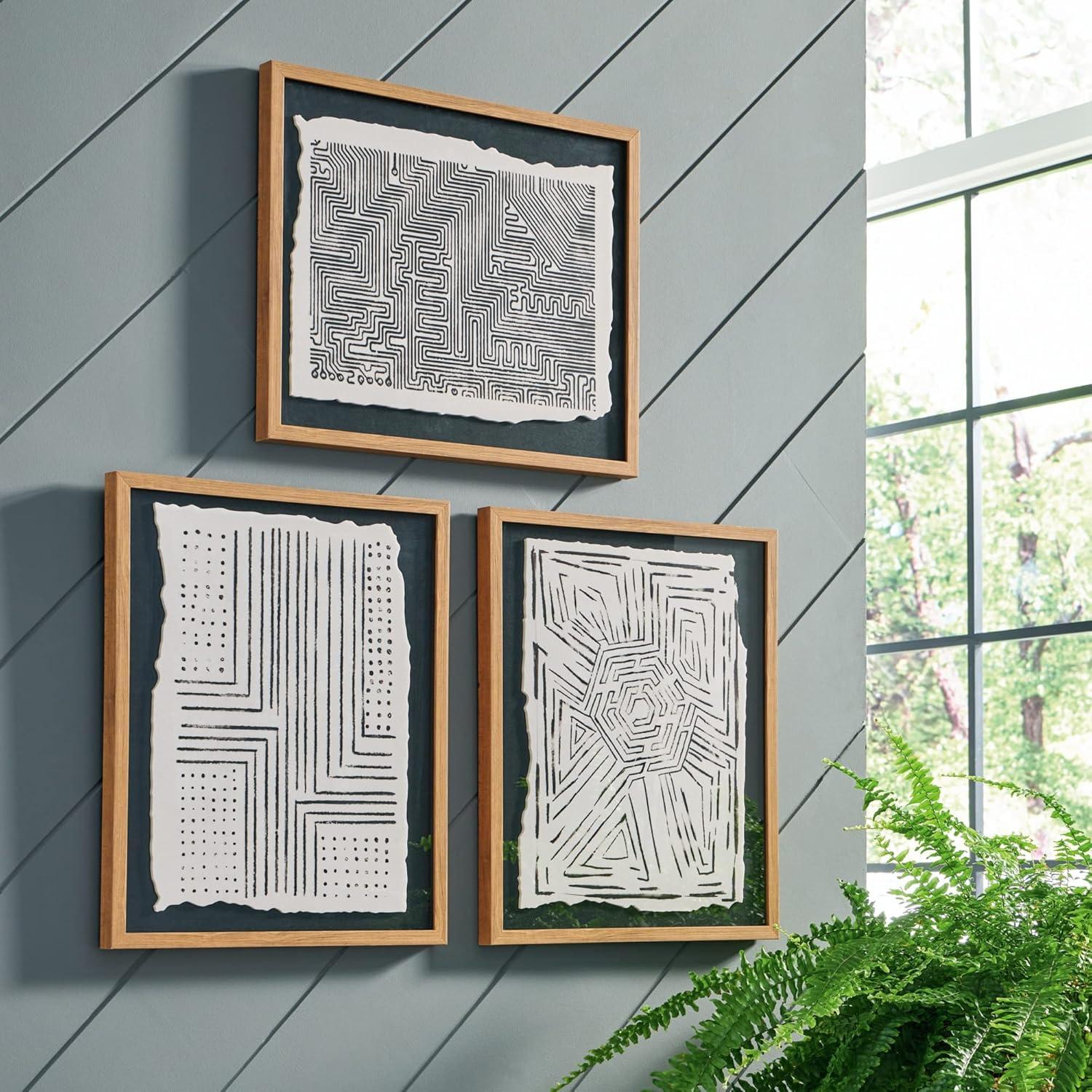 Signature Design by Ashley Contemporary Wonderstow Wall Art (Set of 3)  Black/Beige