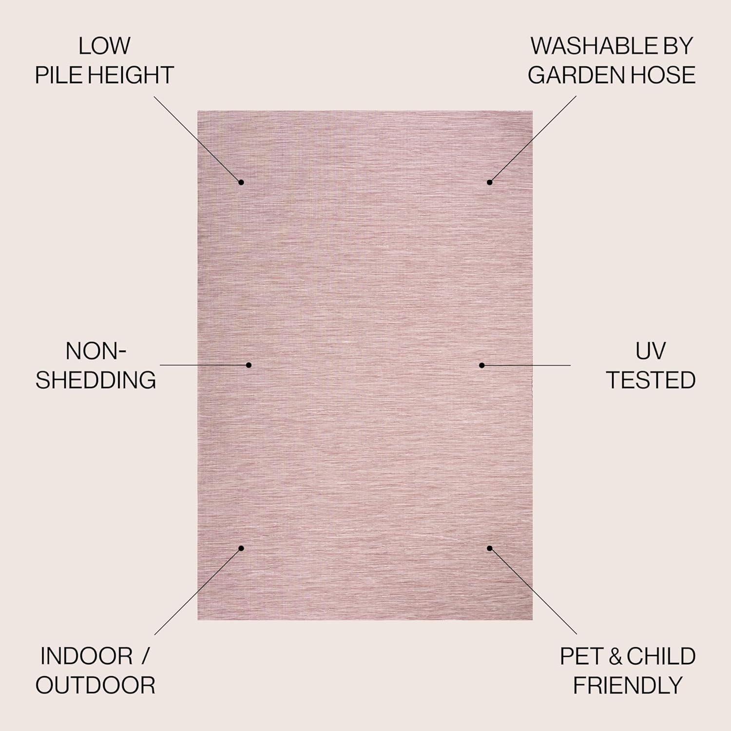 3'x5' Ethan Modern Flatweave Solid  Area Rug, Pink - JONATHAN Y