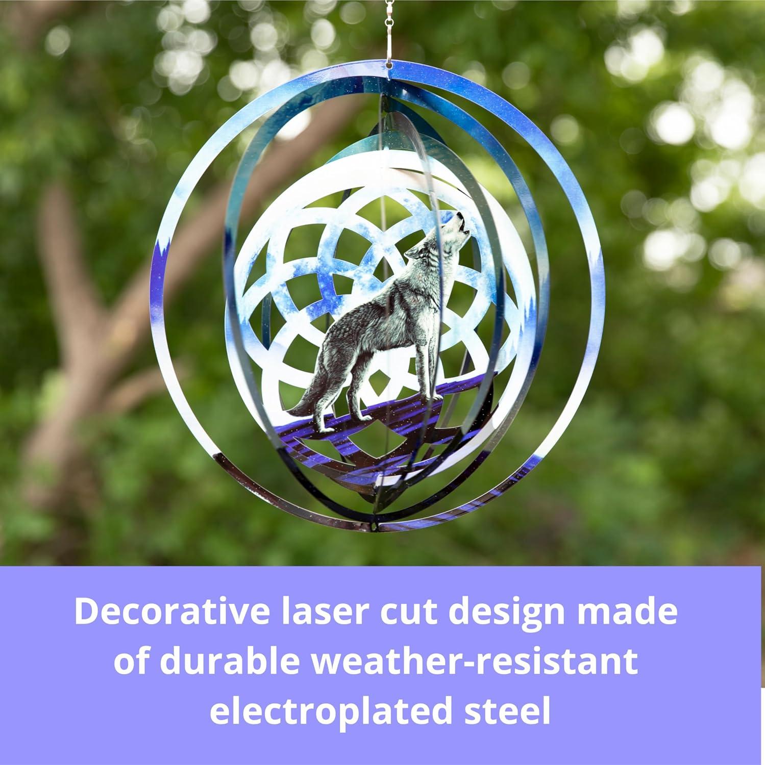 Vp Home Wolf Dreamcatcher Kinetic 3D Metal Outdoor Garden Decor Wind Spinner