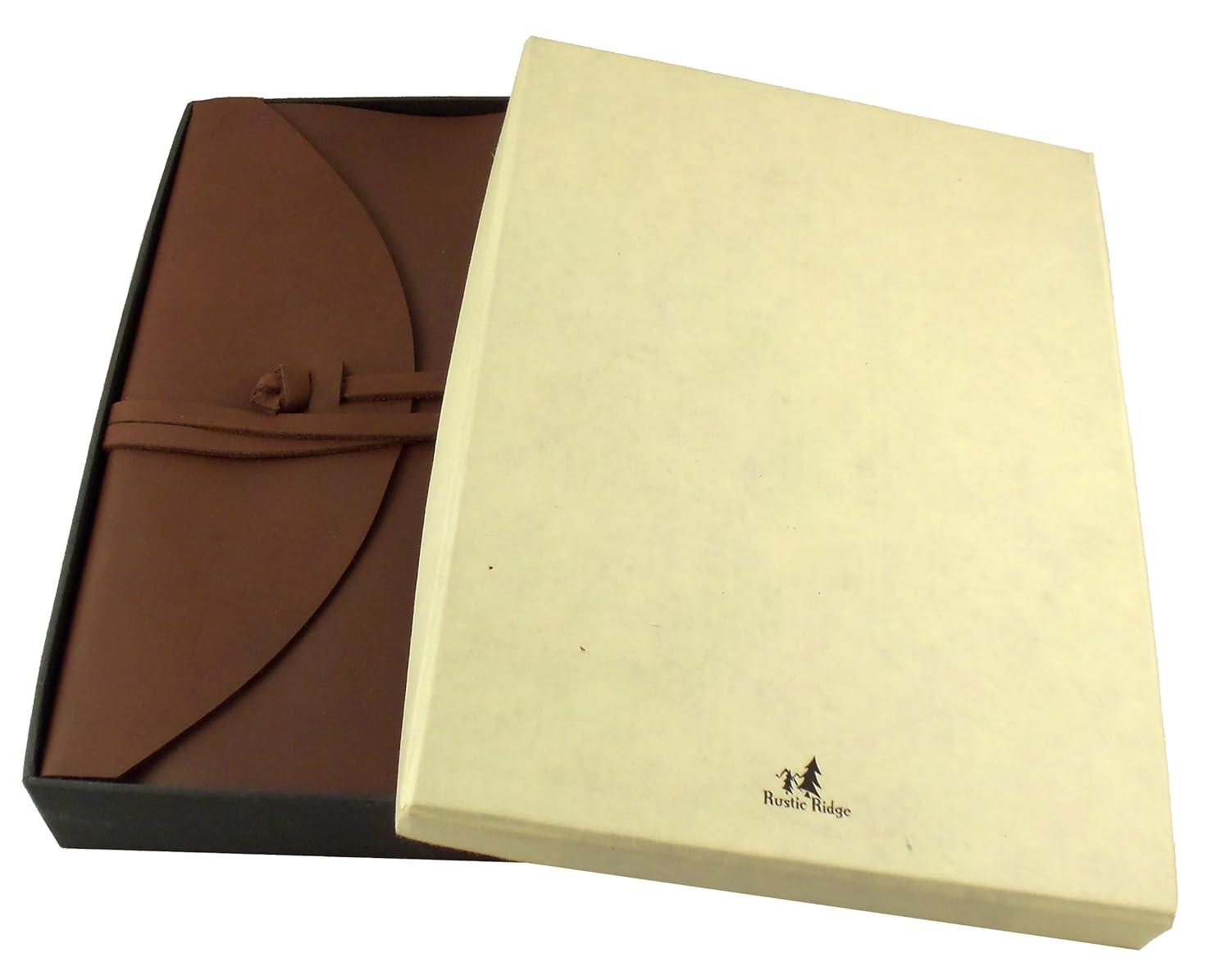 Large Genuine Leather Legacy Photo Album with Gift Box - 9"x 12" - Scrapbook Style Pages - Holds 200 4x6" or 5x7" Photos