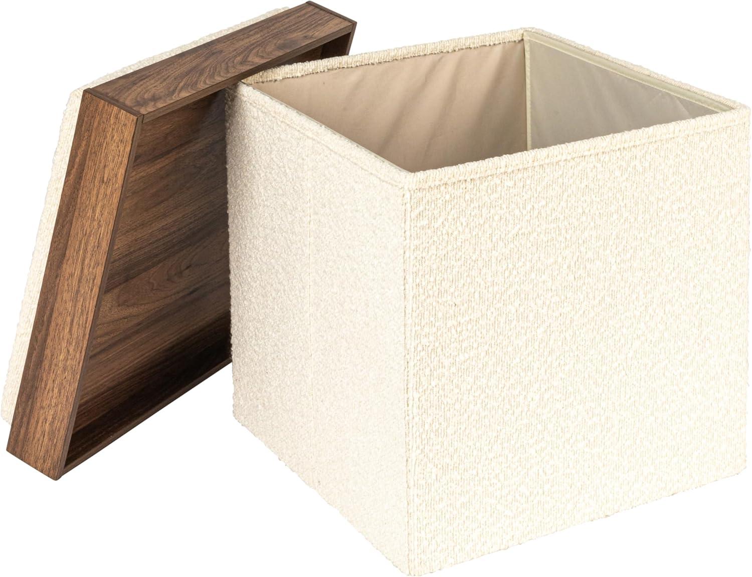 Household Essentials Versatile Boucle Ottoman With Hidden Storage