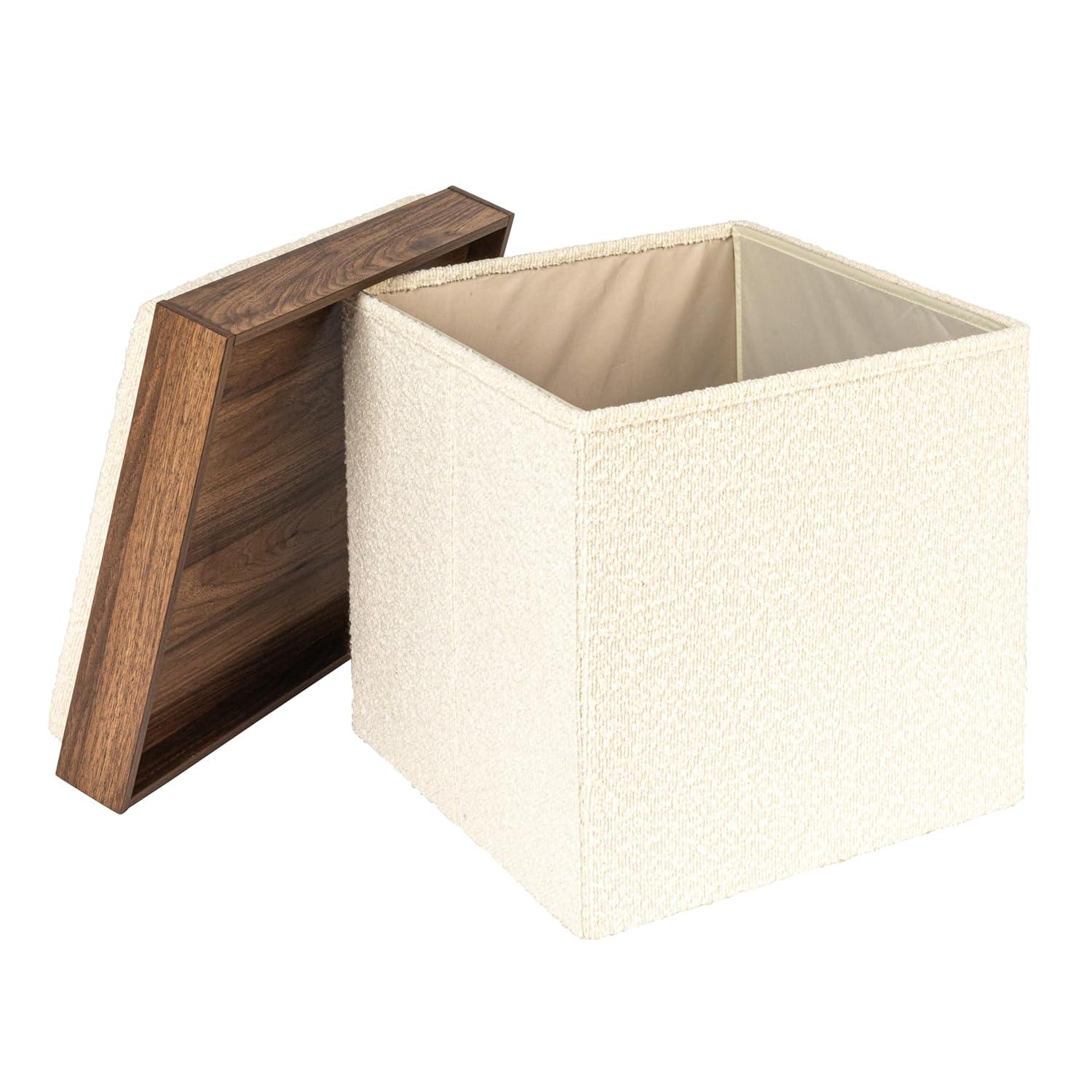 Household Essentials Versatile Boucle Ottoman With Hidden Storage