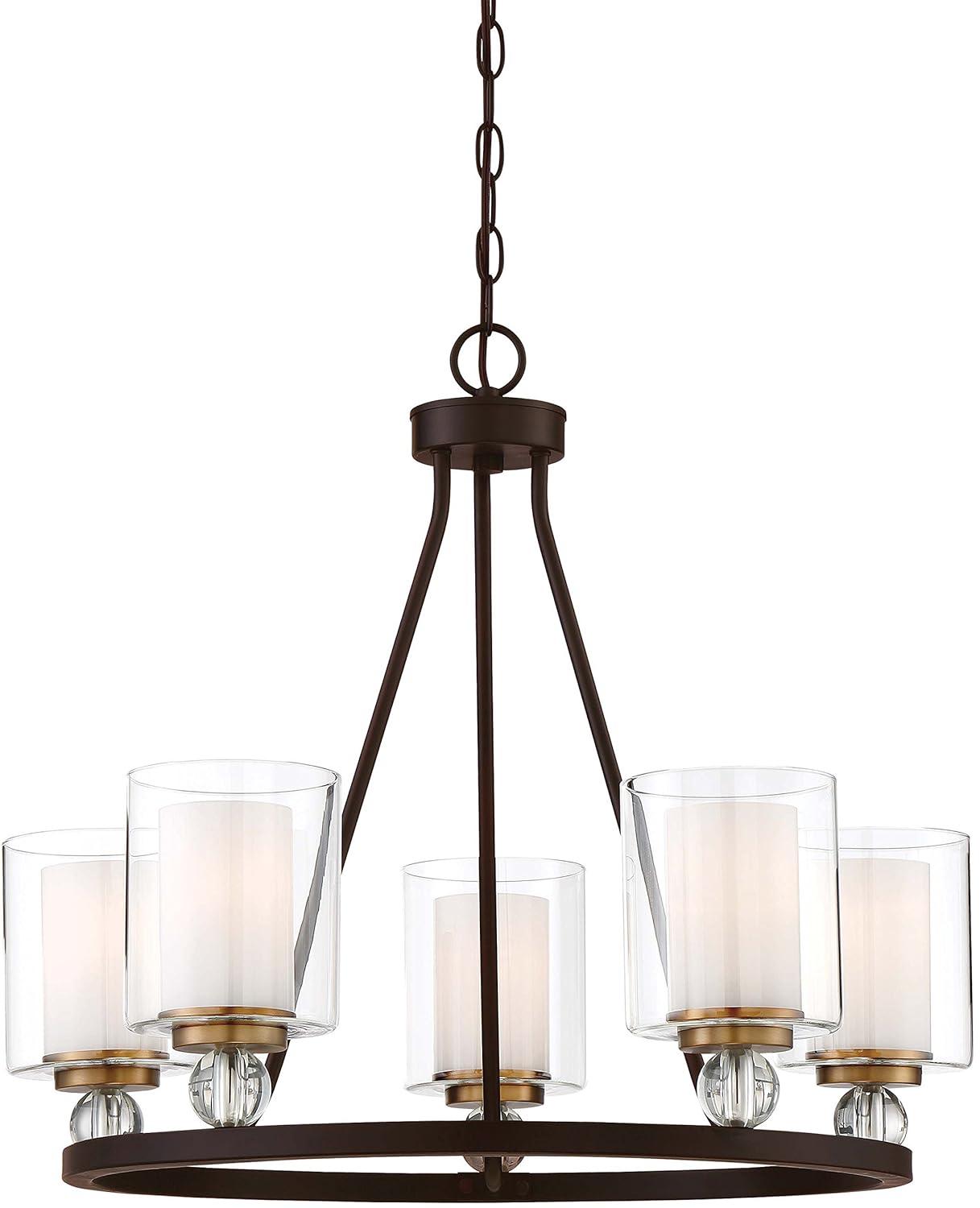 Minka Lavery - Studio 5 - Chandelier 5 Light Painted Bronze/Natural Brush Brass