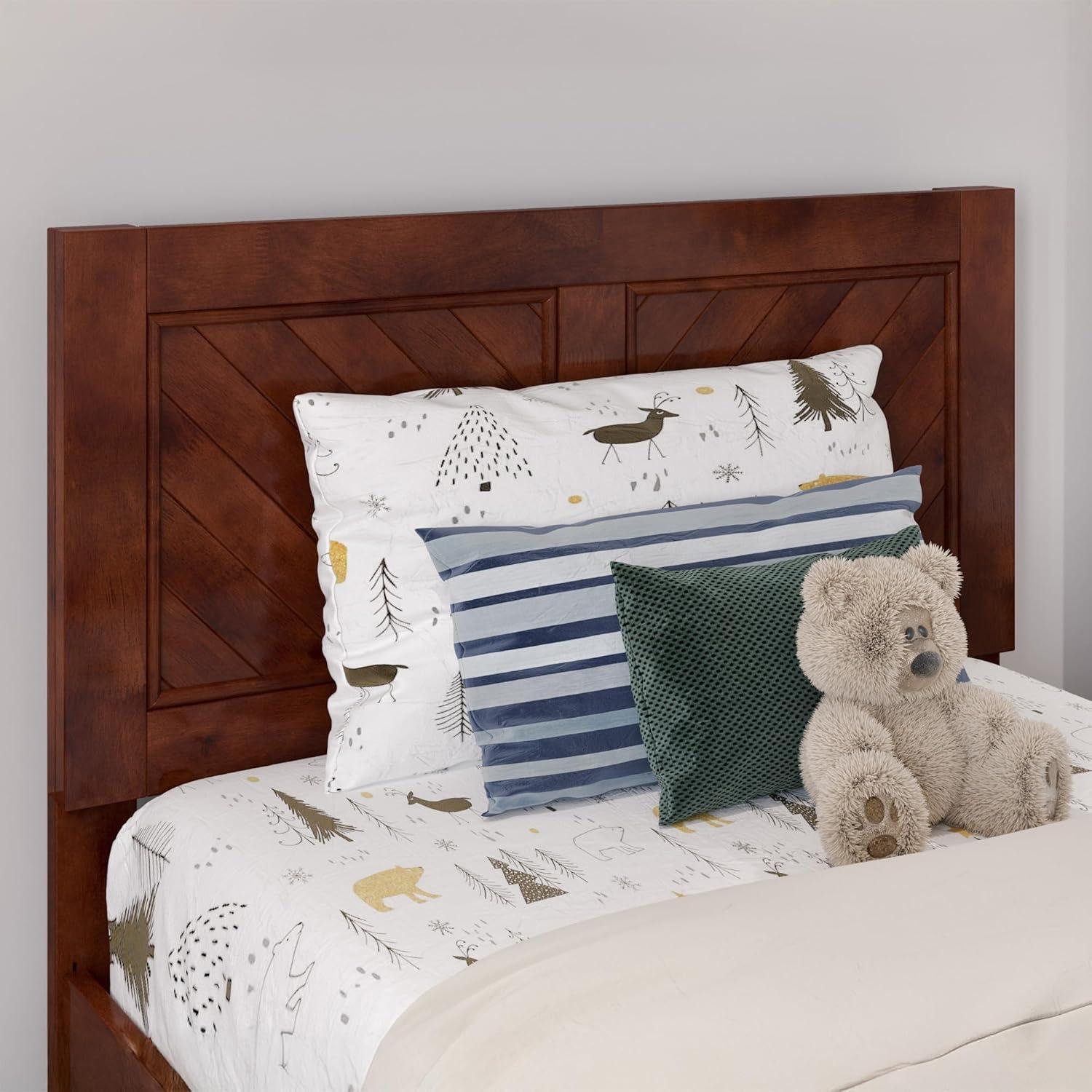 AFI Canyon Walnut Solid Wood Foundation Bed Frame with Matching Footboard, Queen