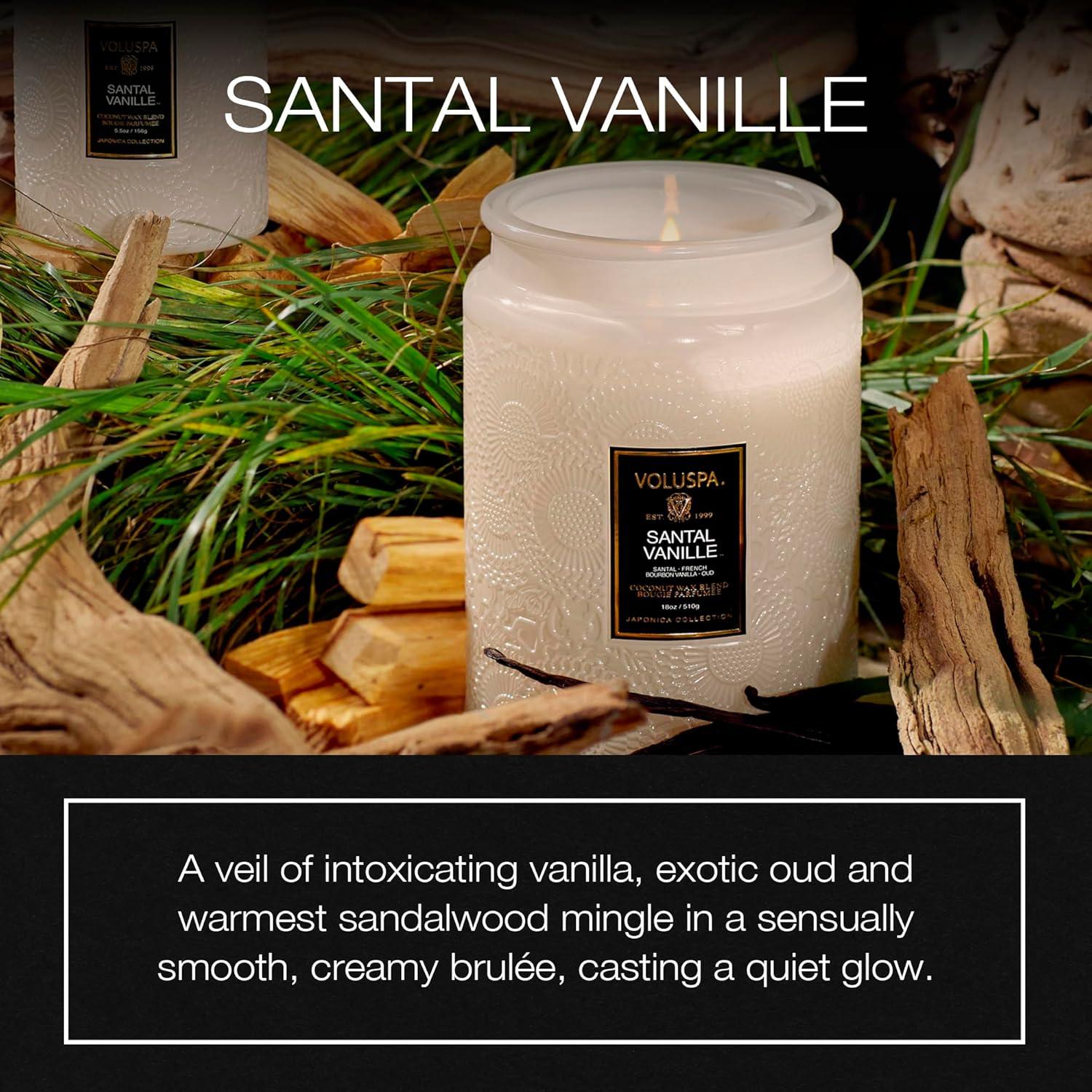 Santal Vanille Embossed Glass Jar Candle with Coconut Wax