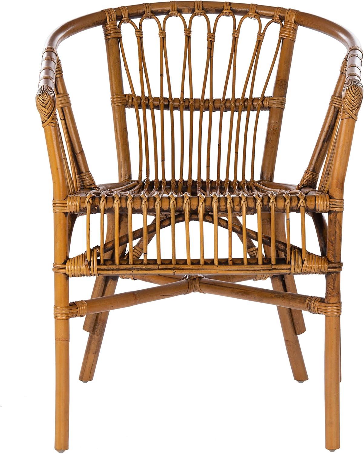 Adriana Rattan Accent Chair - Set of 2 - ACH6505 - Honey Brown Wash - Safavieh