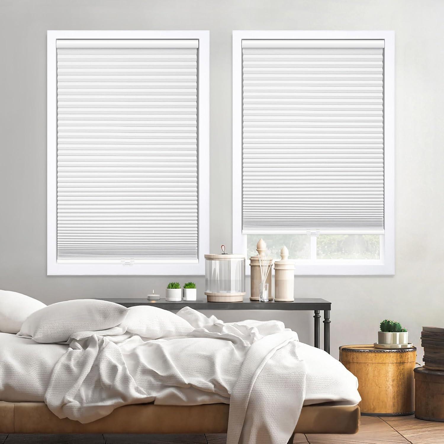 White Cordless Blackout Polyester Cellular Shades - 22.5 in. W x 72 in. L