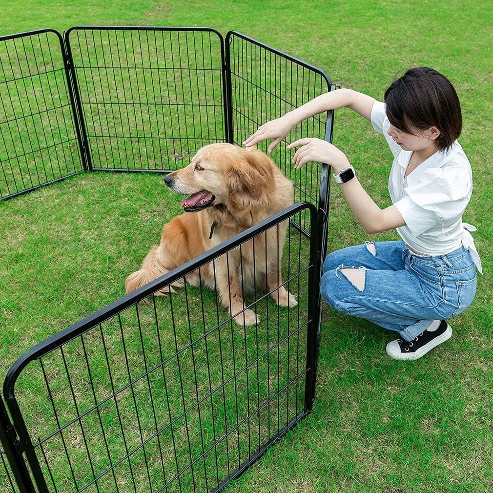 FDW Dog Playpen Pet Dog Fence 2-32 Panels  24/32/40"H Metal Dog Pen Outdoor Exercise Pen with Doors for Large/Medium /Small Dogs for RV,Camping,Yard