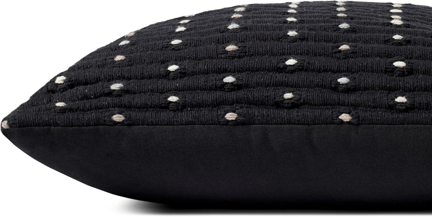 Black Cotton 18'' Square Pillow with Down Insert