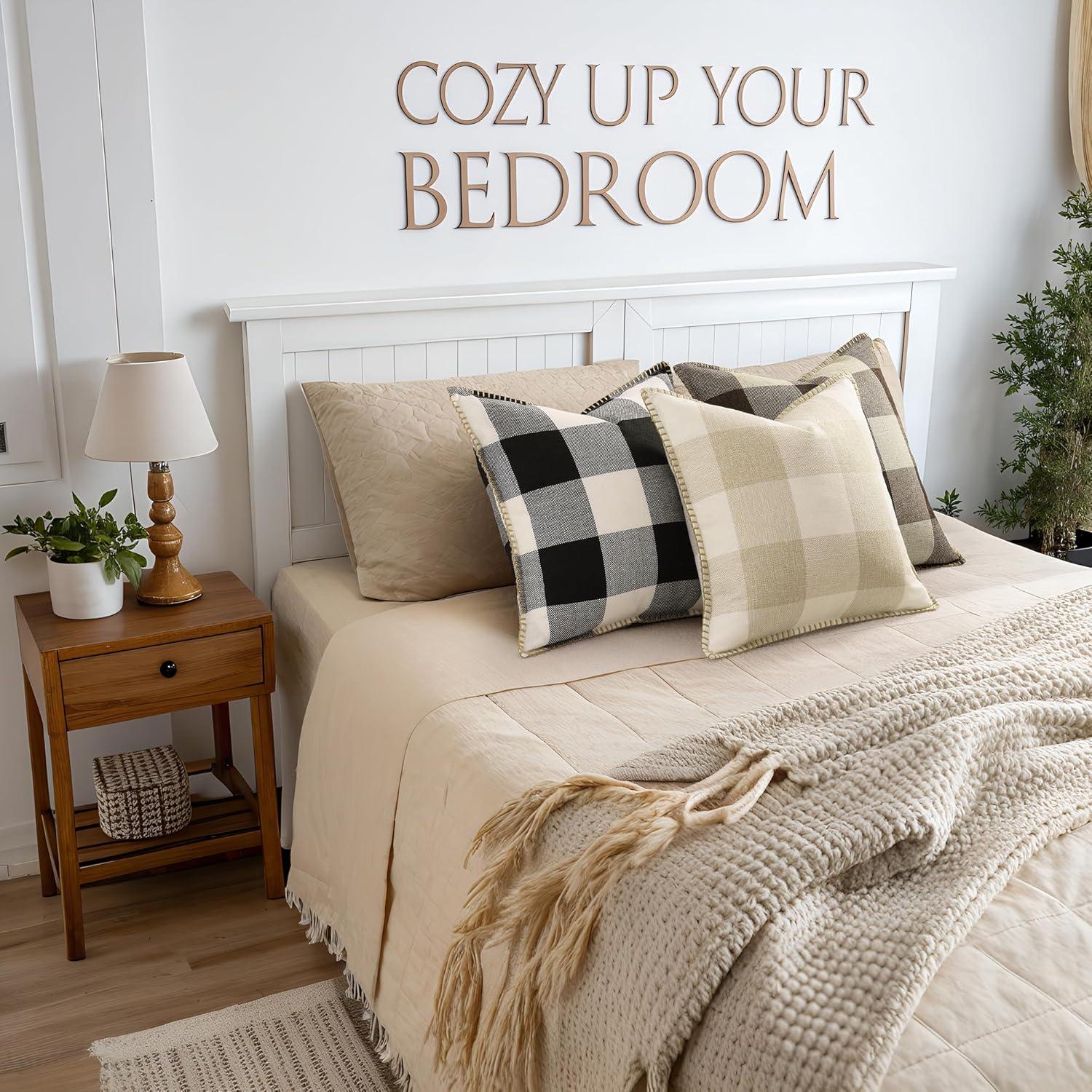 CARRIE HOME Buffalo Plaid Pillow Covers 18x18 Set of 2 Black and White Outdoor Throw Pillows Black Buffalo Check Pillow Covers Farmhouse Decor for Couch Sofa and Bed