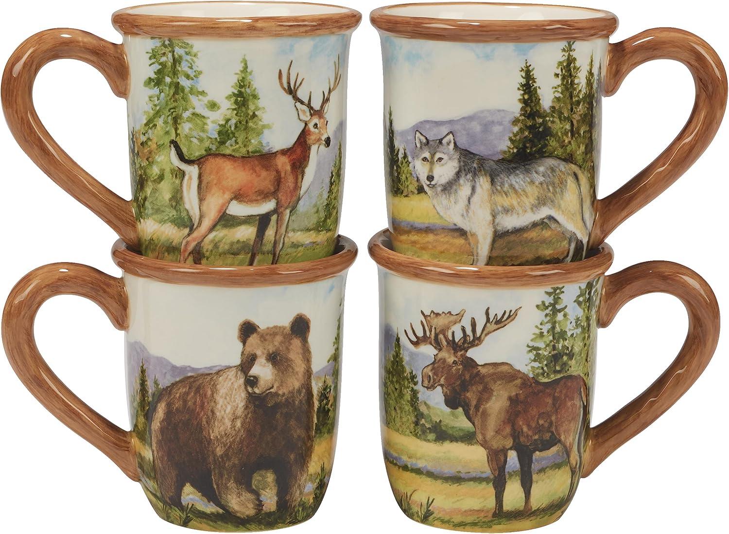 Rustic Wildlife Ceramic 16-Piece Dinnerware Set in Multicolor