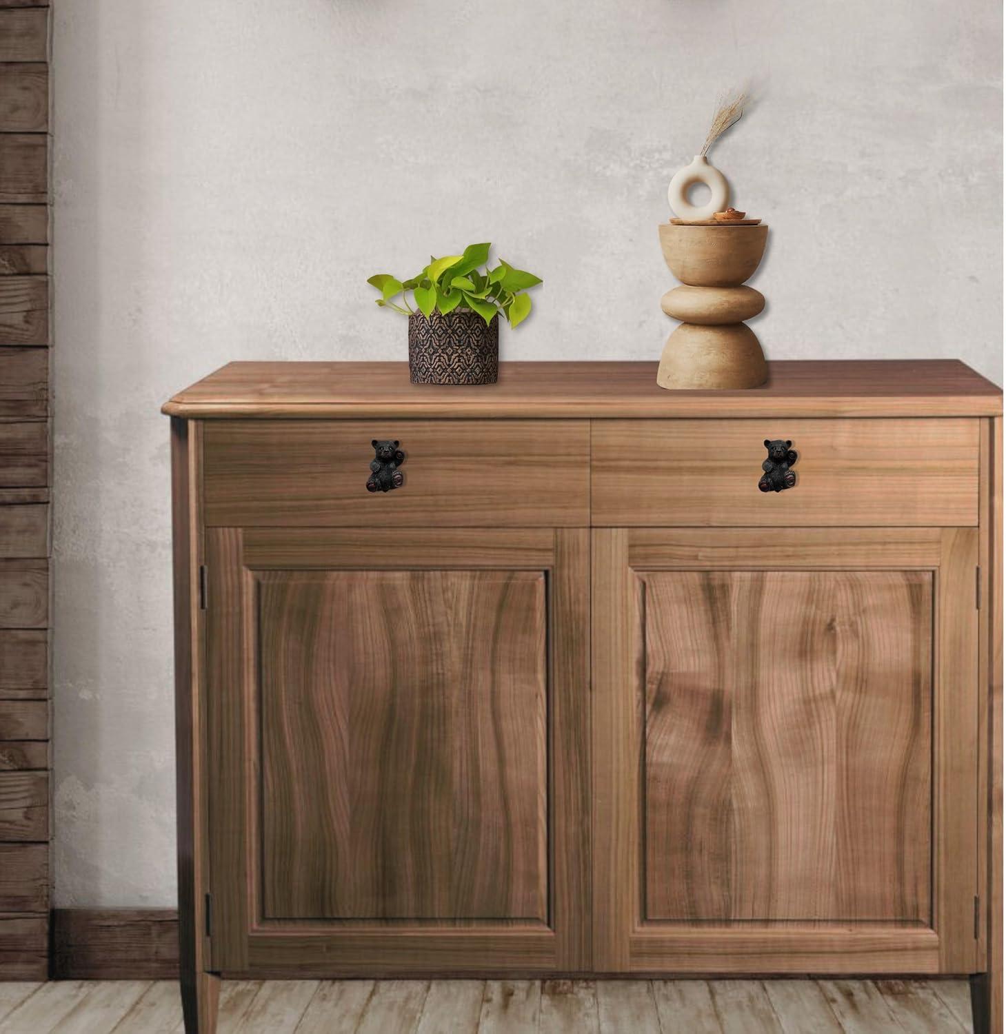 BestGiftEver Black Bear Drawer Pull and Cabinet Knob - Rustic Decor Dresser Hardware, Ideal for Mountain, Cabin, Lodge or Woodland Home Decorations with Wildlife Charm (Adorable Curious Bear Design)