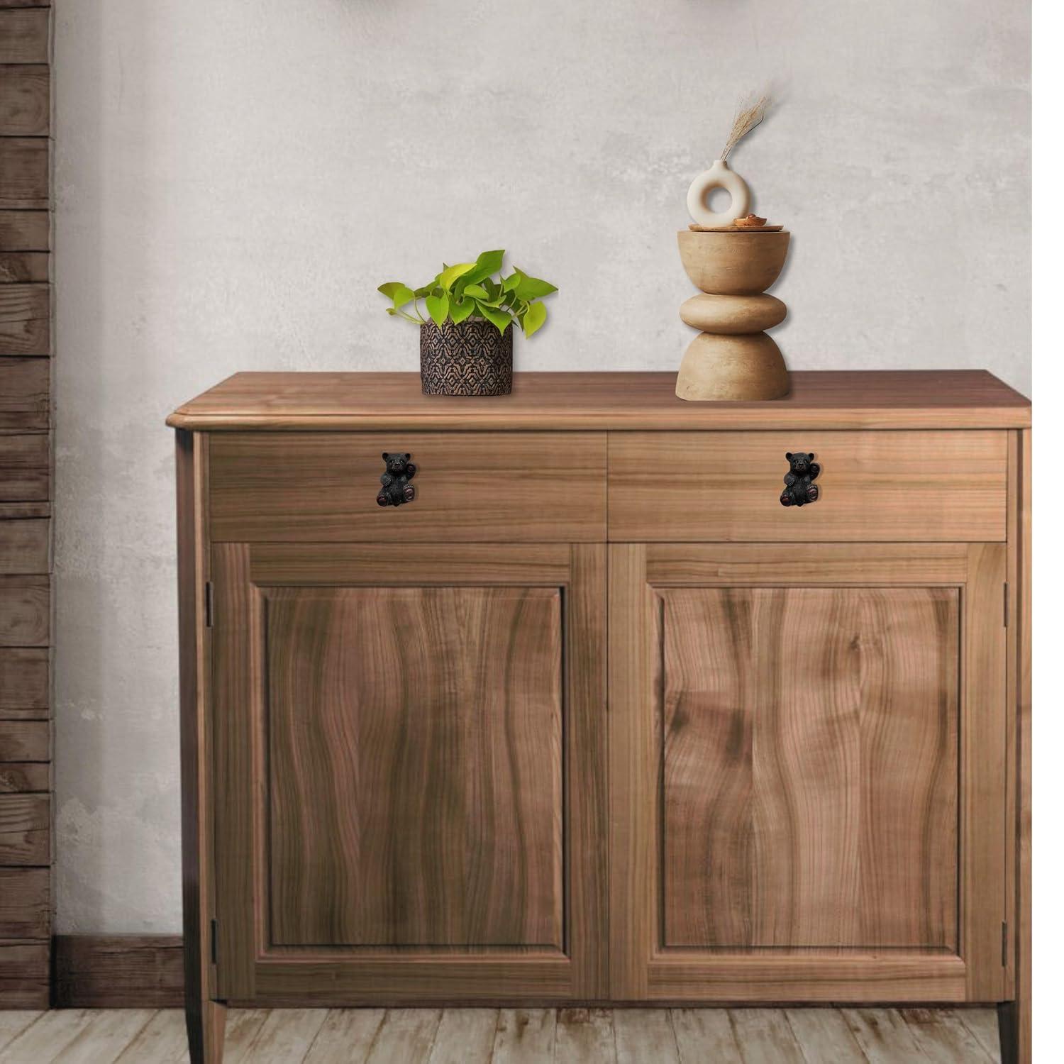 BestGiftEver Black Bear Drawer Pull and Cabinet Knob - Rustic Decor Dresser Hardware, Ideal for Mountain, Cabin, Lodge or Woodland Home Decorations with Wildlife Charm (Adorable Curious Bear Design)