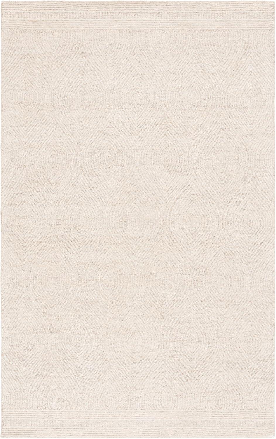 Textured Home Ivory Beige 4 ft. x 6 ft. Solid Geometric Contemporary Area Rug