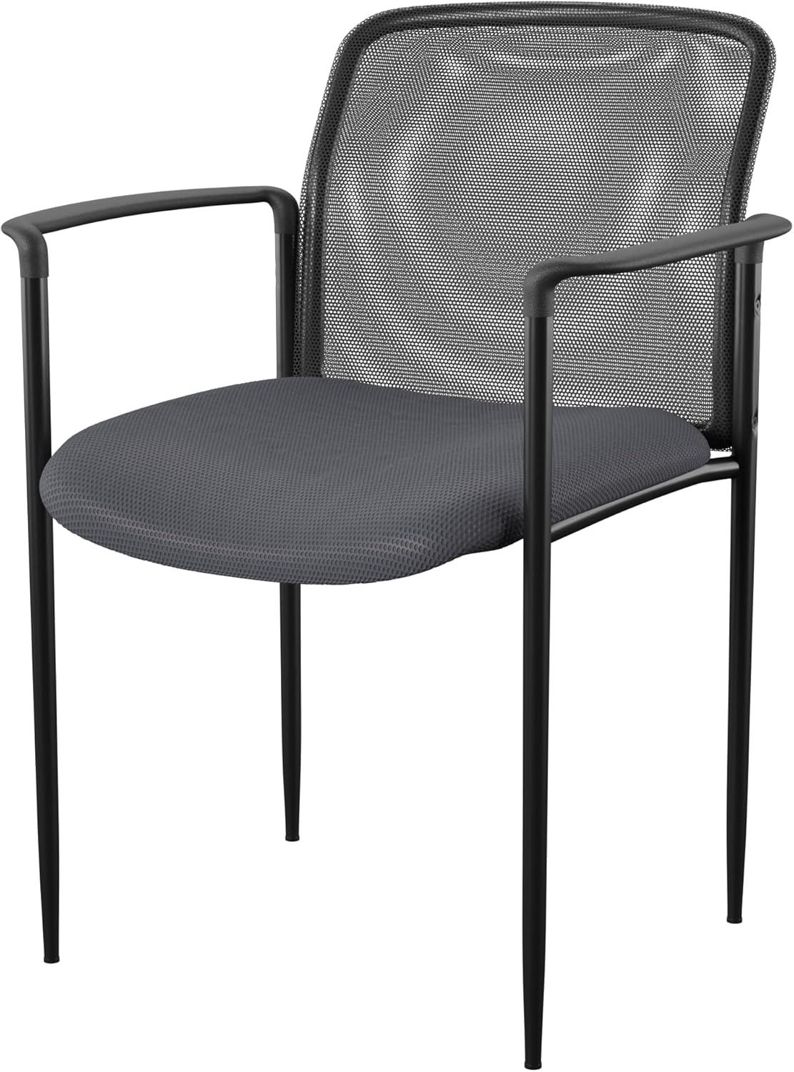 Boss Office Products Office Chair - Gray: Mesh Upholstered, Fixed Arms, Steel Legs, 275 lb Capacity