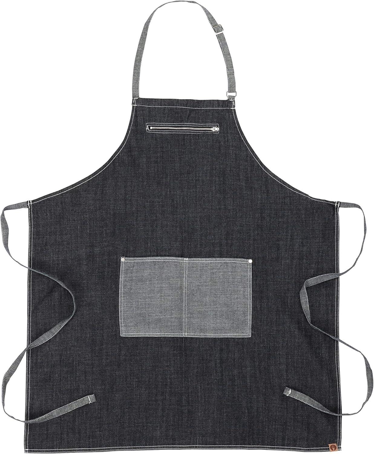 Indigo Blue Cotton Unisex Bib Apron with Pockets