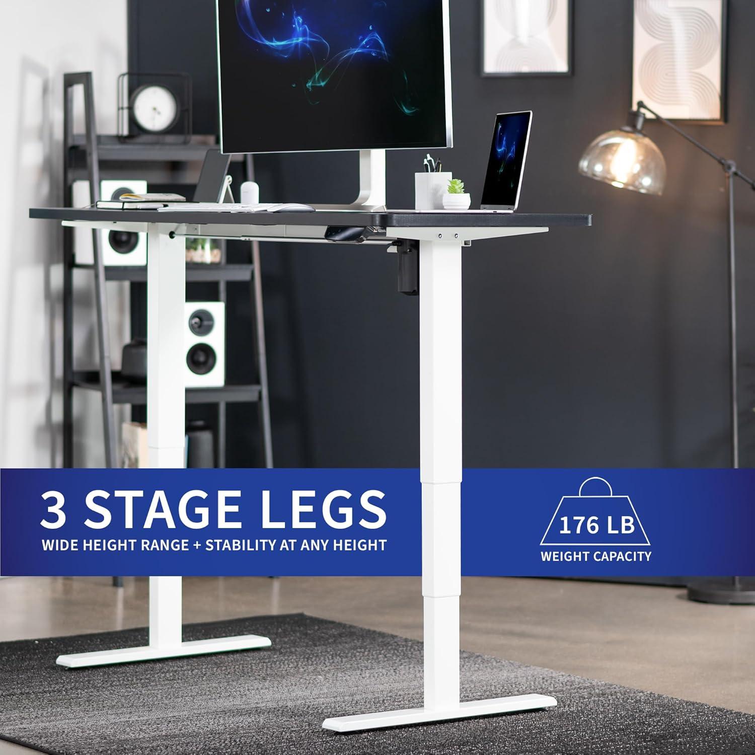 VIVO White Electric Stand Up Desk Frame Single Motor Standing Height Adjustable