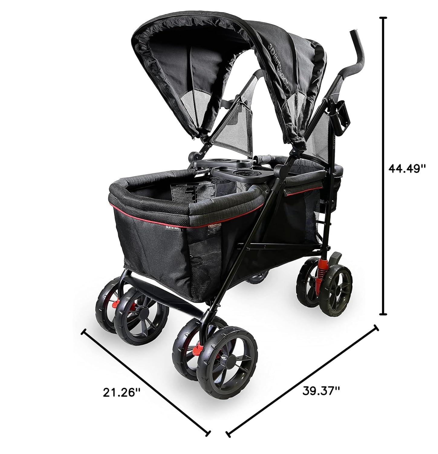 Summer Infant Foldable 4 Wheel Multi-Child Stroller with Storage