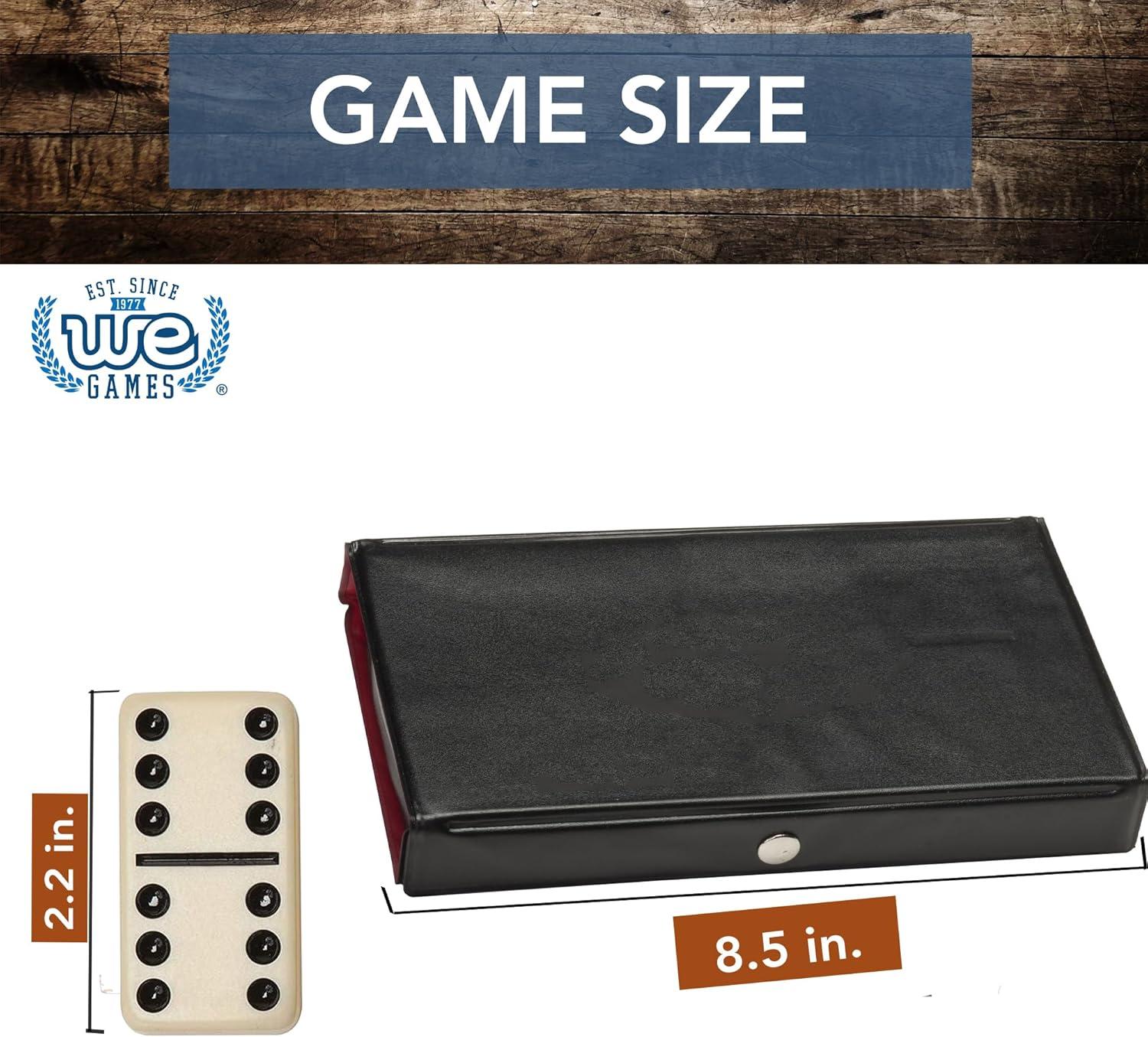 WE Games Double 6 Dominoes - Ivory with Black Vinyl Case