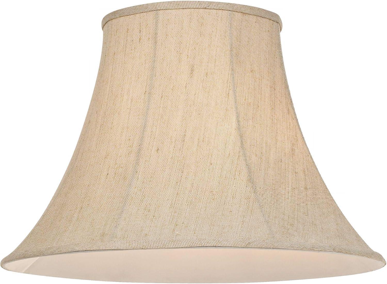 Springcrest Beige Linen Large Bell Lamp Shade 9" Top x 19" Bottom x 12.5" High (Spider) Replacement with Harp and Finial