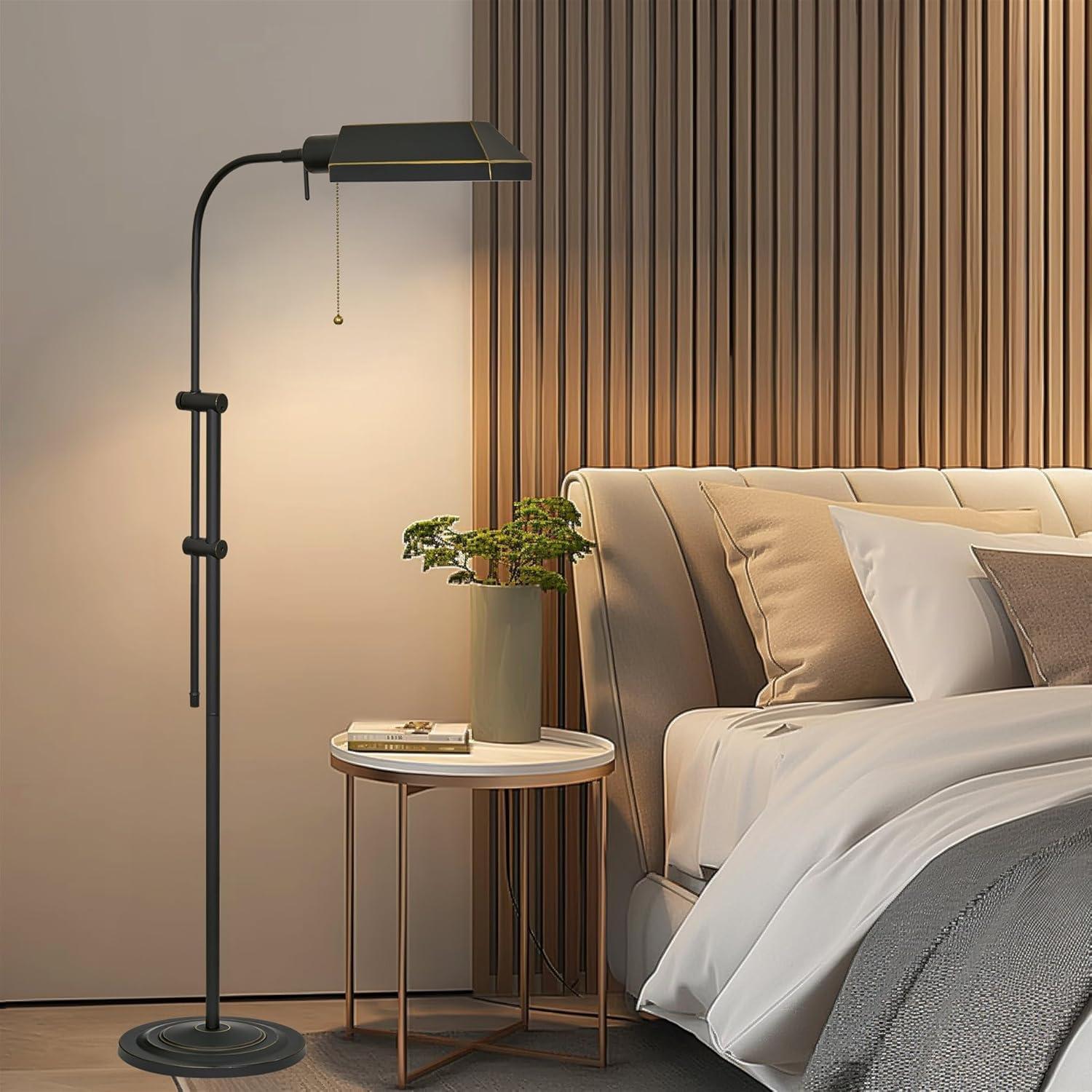 GOURE Prescott 58" Modern Industrial Adjustable Standing Pharmacy Floor Lamp, Dark Bronze Finish, Includes 6W LED Bulb (60W eq.) Energy Efficient, Eco-Friendly, Pivot Head for Hobby/Precise Task