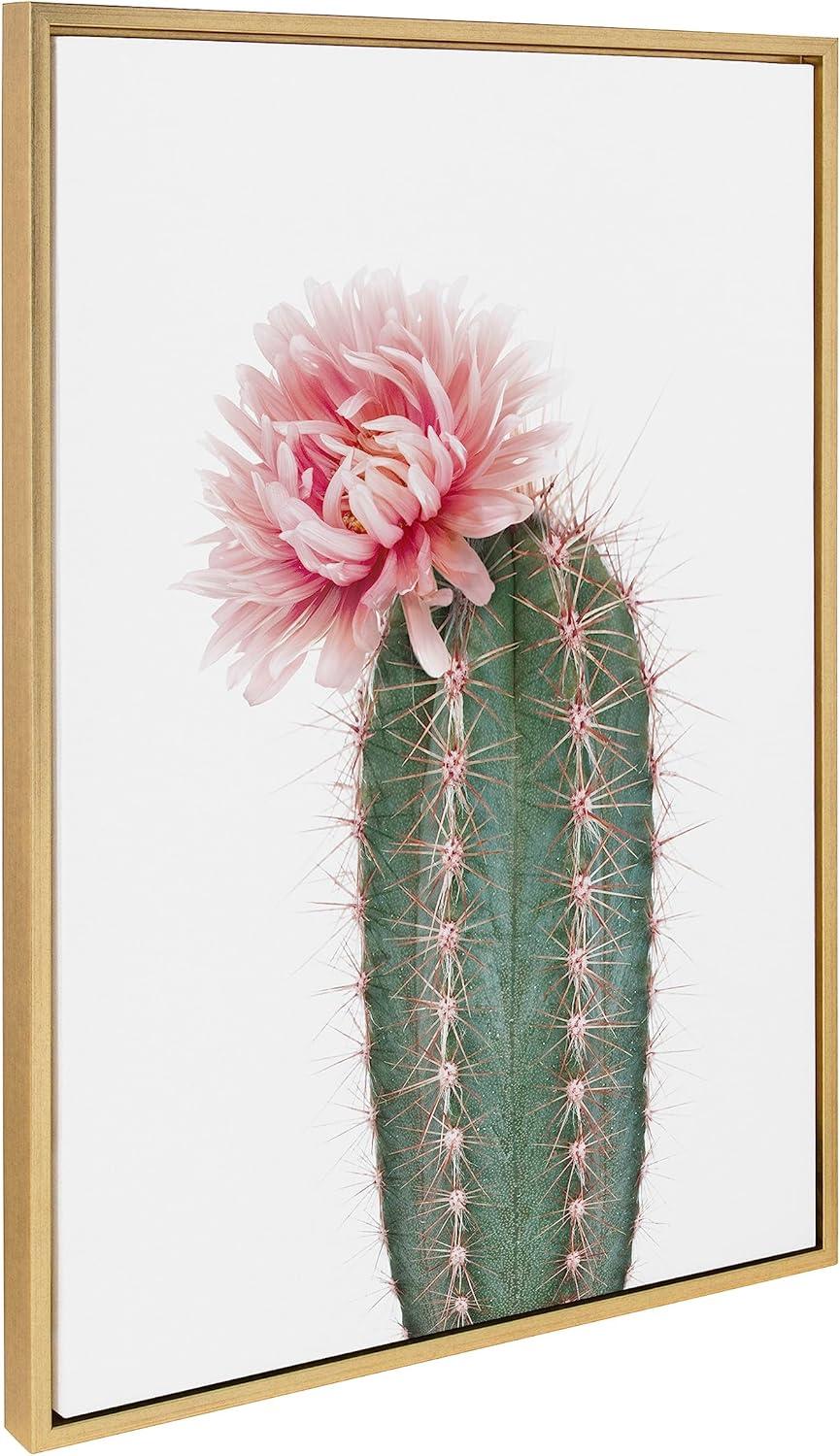 Pink Cactus Flower Framed Canvas Wall Art