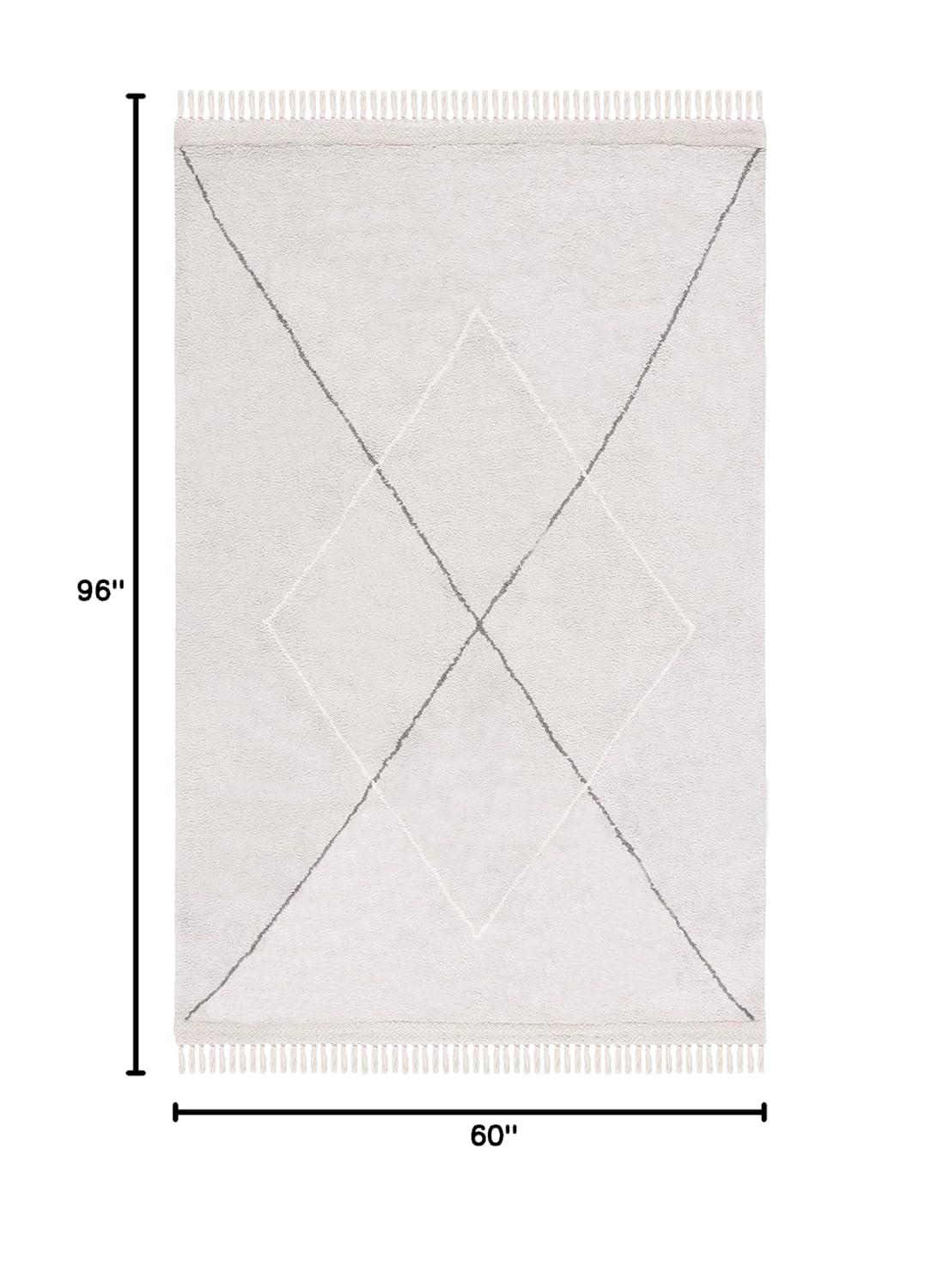 Easy Care ECR210 Hand Woven Machine Washable Indoor Area Rug - Grey/Ivory - 5'x8' - Safavieh