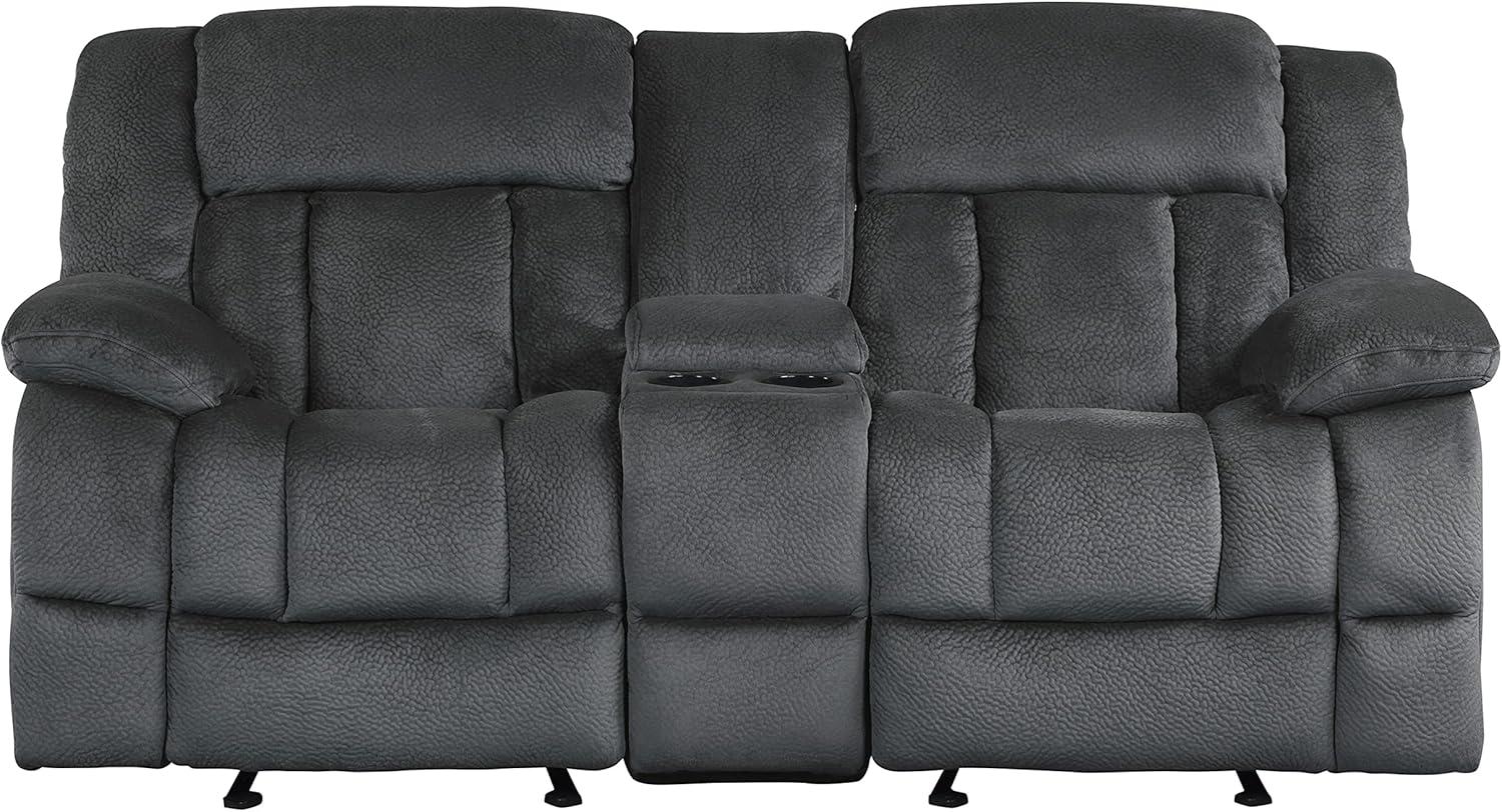 Lexicon Laurelton Microfiber Double Glider Reclining Love Seat in Charcoal