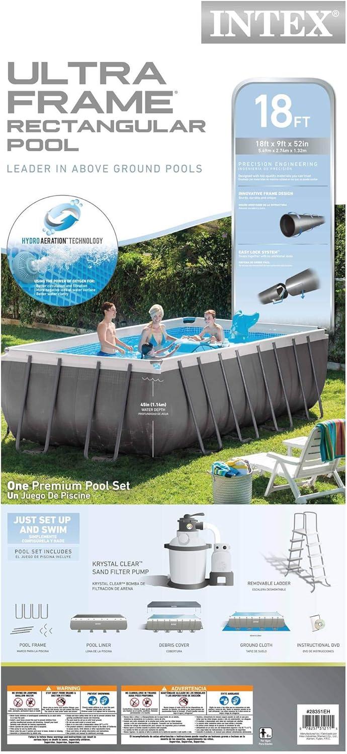 18ft X 9ft X 52in Rectangular Ultra Frame Pool Set