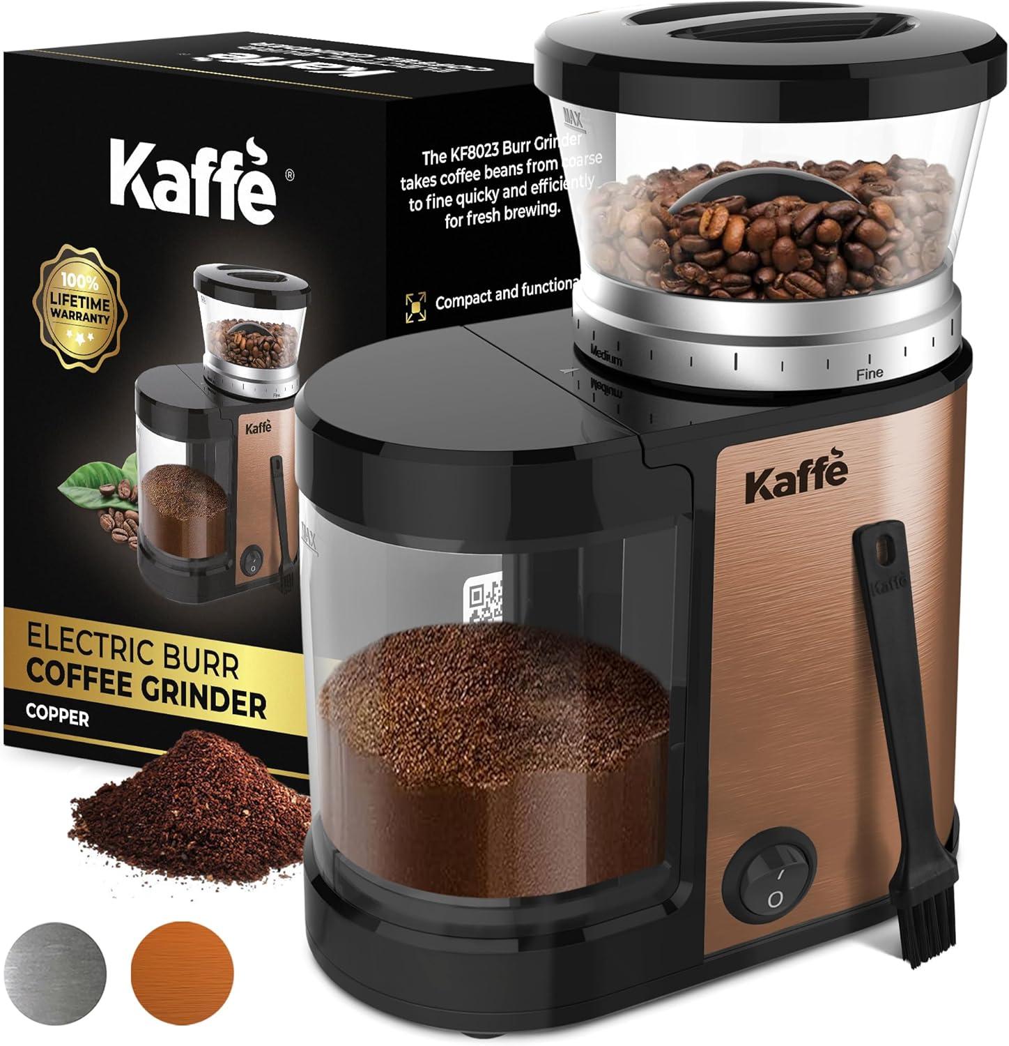 Copper Stainless Steel Electric Burr Coffee Grinder with Adjustable Settings