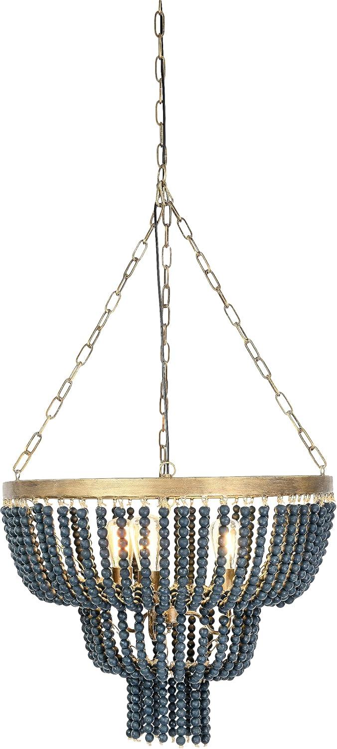 Storied Home 2-Tier Draped Wood Bead Chandelier