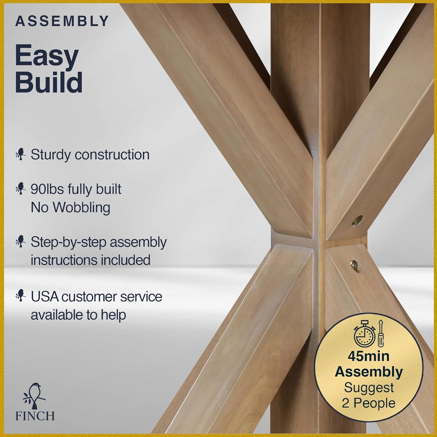 Finch Alfred Round Solid Wood Rustic Dining Table