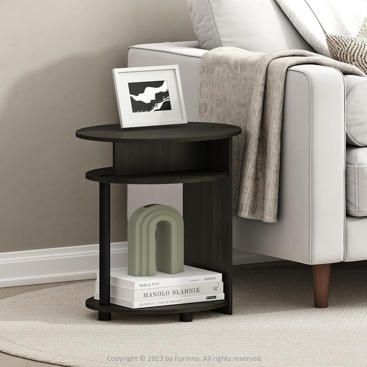 Furinno 15080WNBK JAYA Simple Design Oval End Table, Walnut