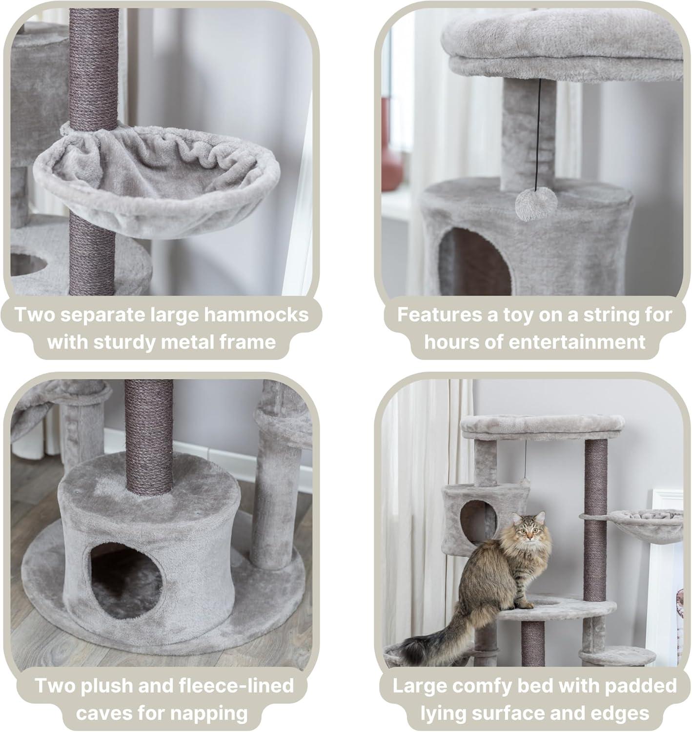 TRIXIE TRIXIE Anna 50-in Cat Tree, Jute Scratching Posts, Cat Tower with Condos, Hammocks, Platforms, Hanging Cat Toy