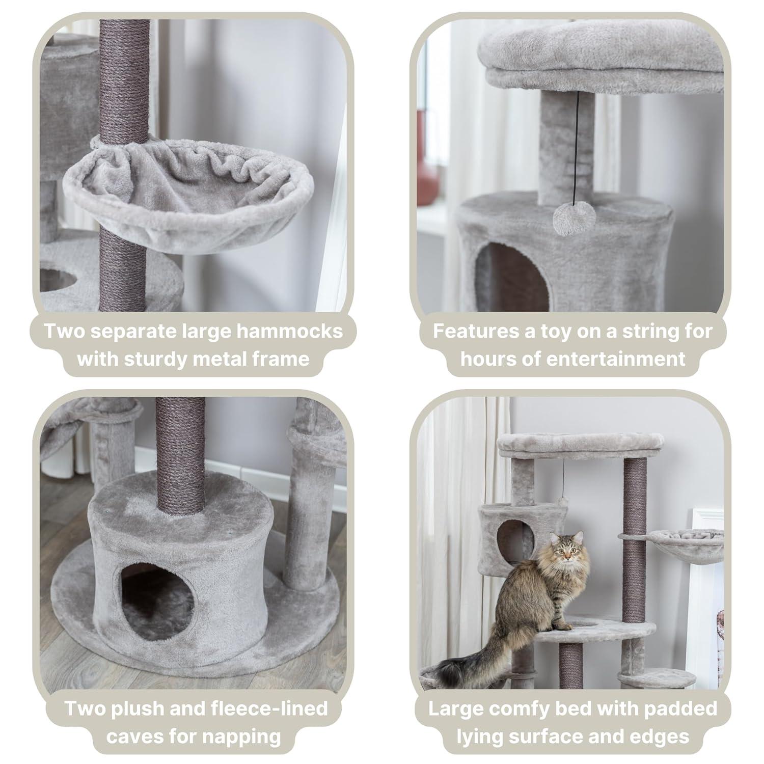 TRIXIE TRIXIE Anna 50-in Cat Tree, Jute Scratching Posts, Cat Tower with Condos, Hammocks, Platforms, Hanging Cat Toy