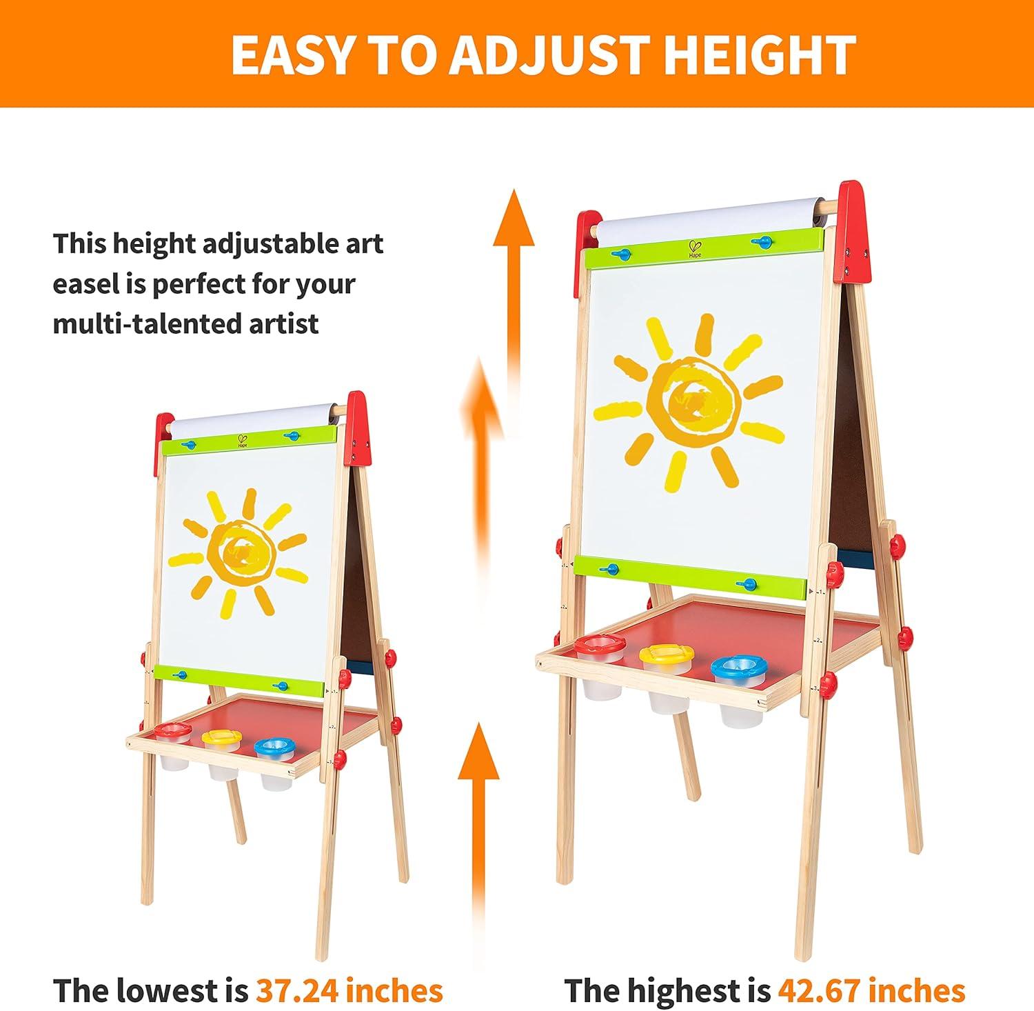 Adjustable Double-Sided Wooden Art Easel with Magnetic Whiteboard