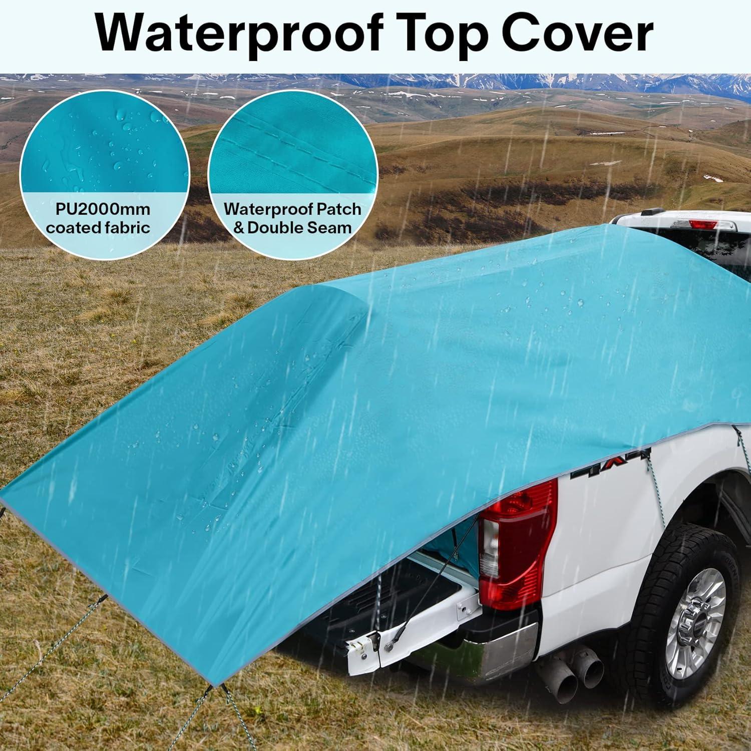 Blue Pop-Up 2-Person Truck Bed Camping Tent with Carry Bag