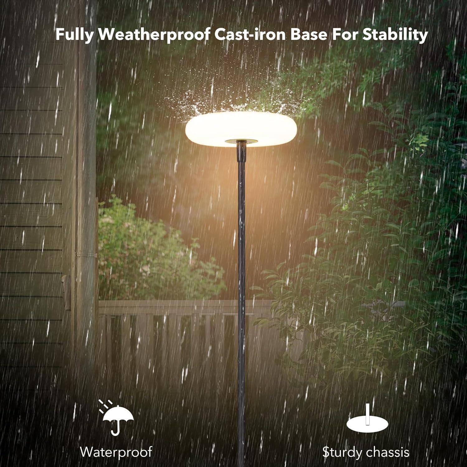 Black Solar Powered Dusk to Dawn Outdoor Floor Lamp