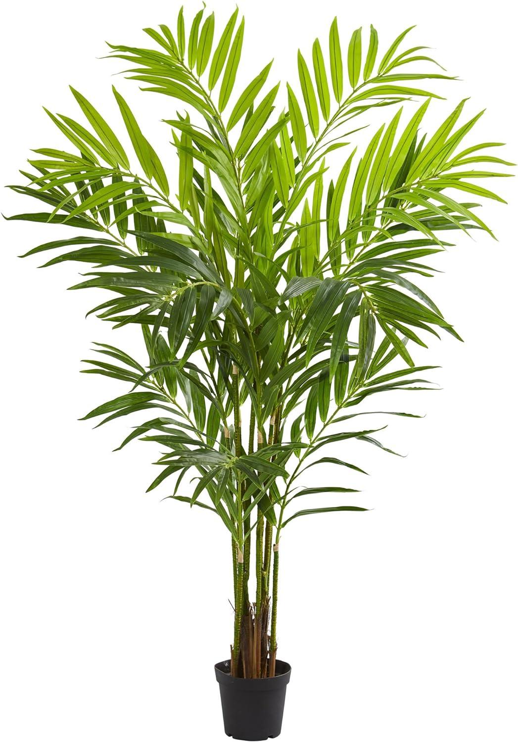 Nearly Natural 8' Artificial King Palm Tree in Pot Green - Lifelike, Indoor, No Assembly Required
