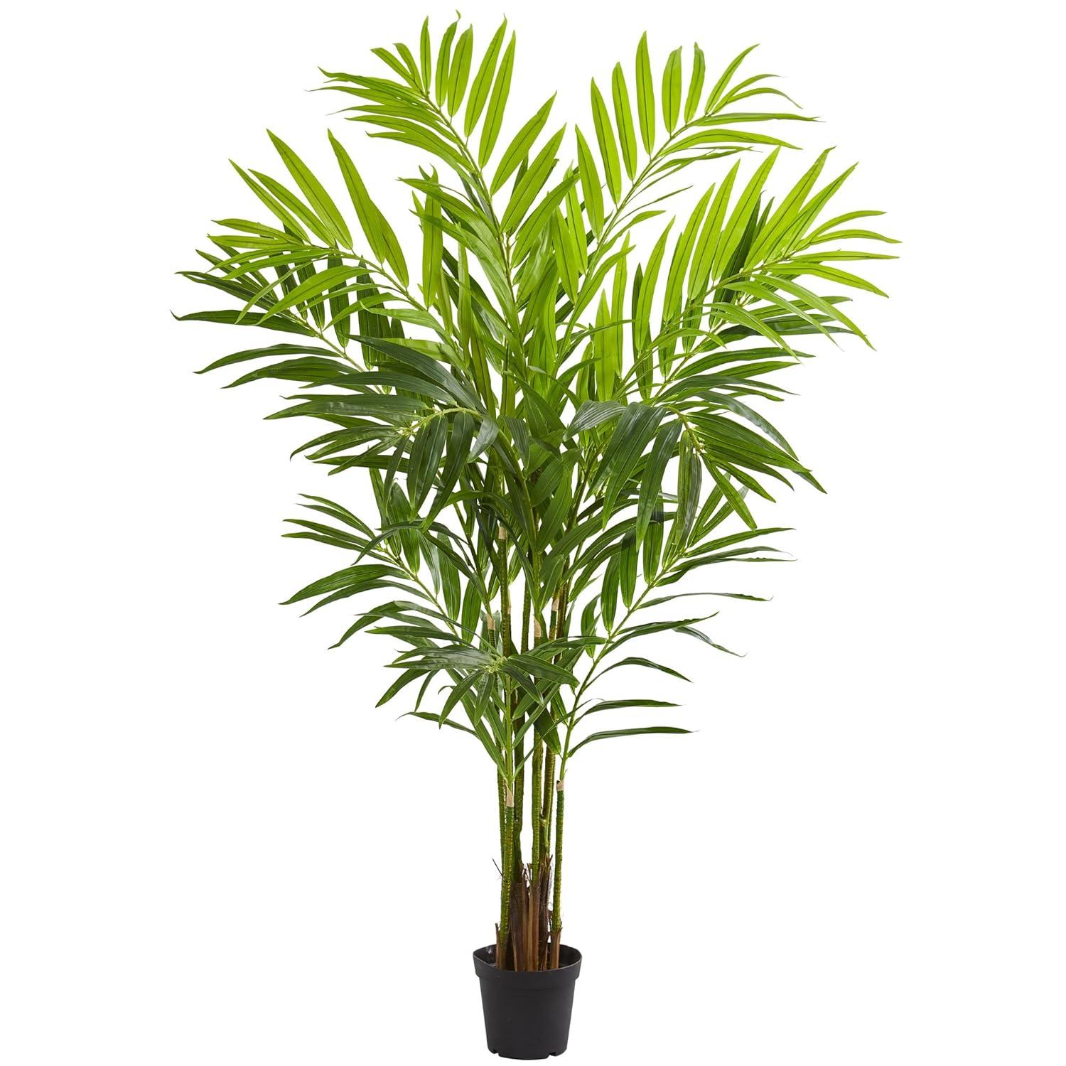 Nearly Natural 8' Artificial King Palm Tree in Pot Green - Lifelike, Indoor, No Assembly Required
