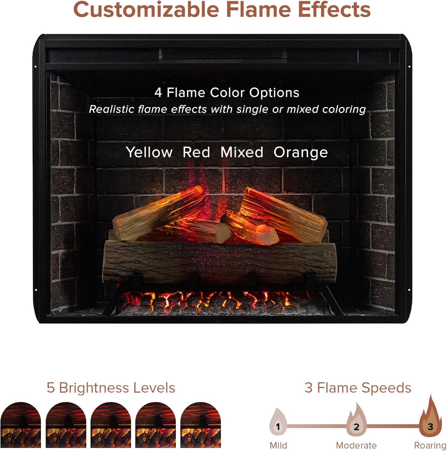 Uptown 33" Infrared Electric Fireplace Insert Heater with Trim Kit, Compatible with Alexa & Google, Remote Control