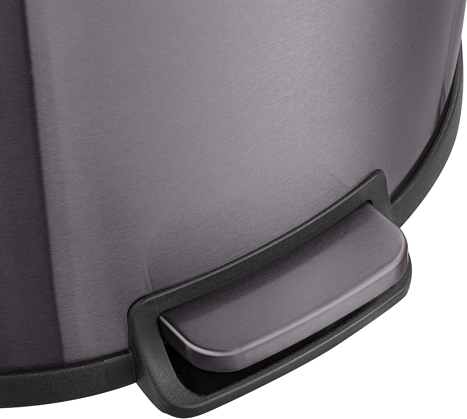 Qualiazero 13.2 gal Rectangular Step Trash Can, Plus Two 1.3 gal Trash Cans, Black Stainless Steel