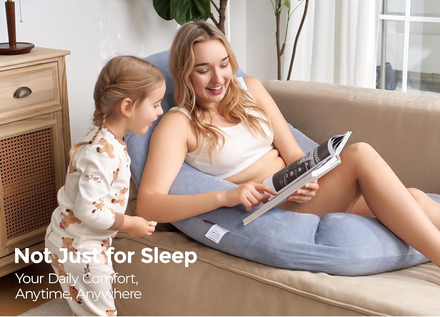 Dreamlign Velvet Grey Adjustable Full Body Maternity Pillow
