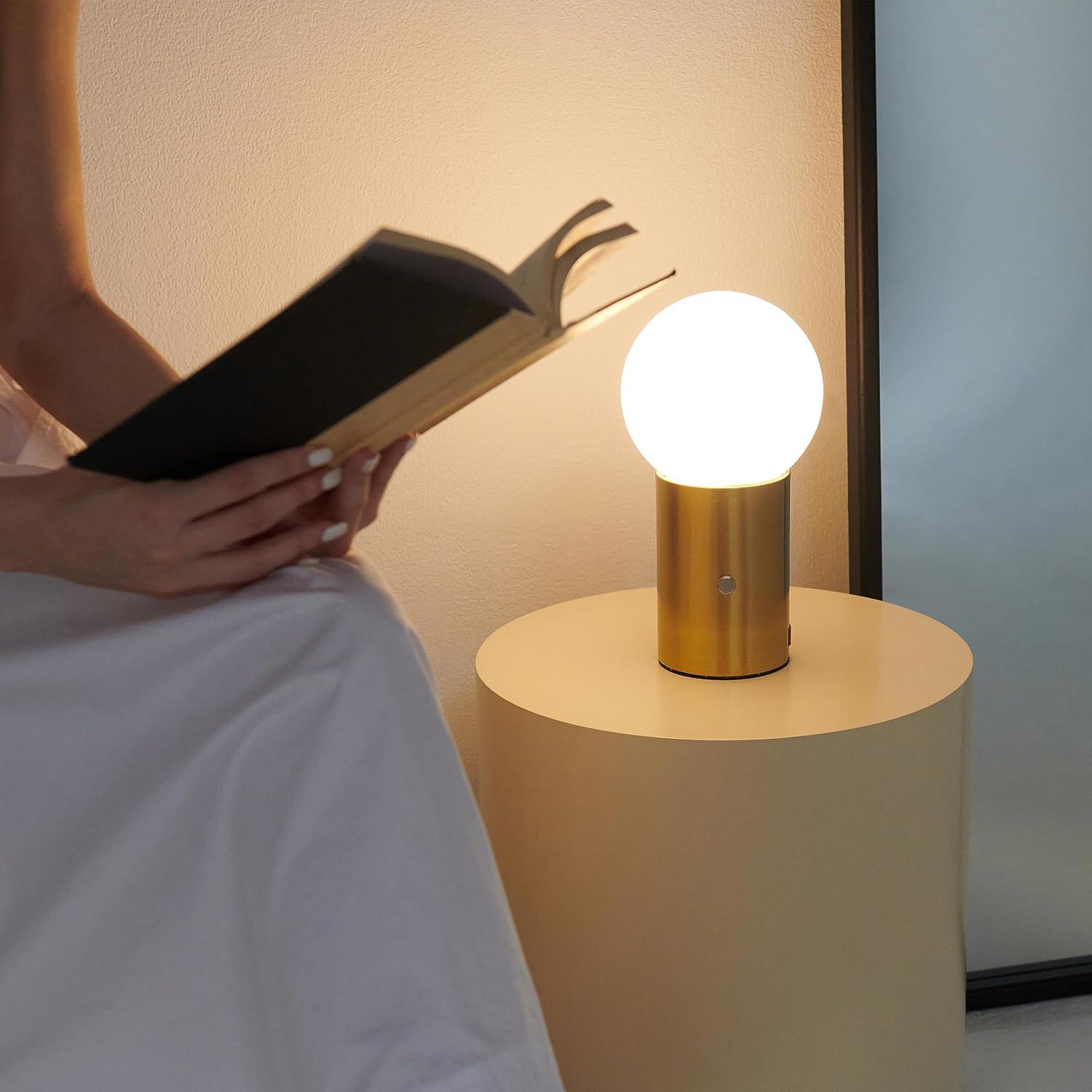 Kai 11 in. Modern LED Bedside Globe Table Lamp with Built-In Dimmer